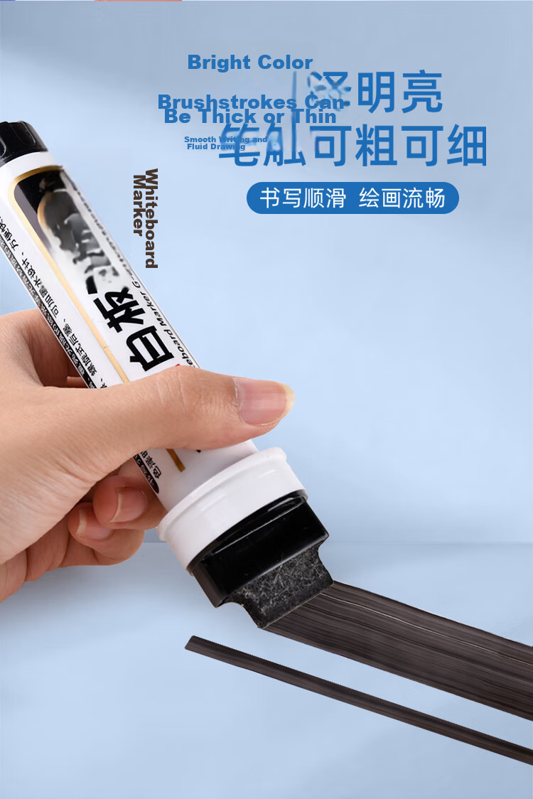 Genvana [20mm] Black Wide-Tip Whiteboard Marker, Large Tip Pen, Water-Based Ink, Pop Refillable, High Capacity, Easy to Erase, for Office, Teaching, Meetings And Doodling, 1 Piece G-0640 2
