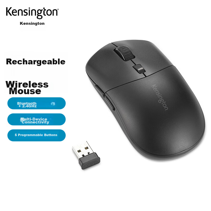 Kensington MY430 Rechargeable Ergonomic Wireless Office Mouse 3-Device Connectivity K75507CN