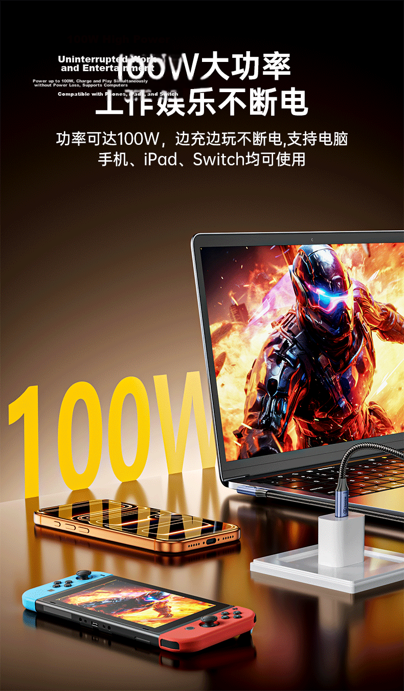 BIAZE Type-C All-in-One Cable 10Gbps Fast Charging PD 100W USB 3.2 Gen 2 Right-Angle Video 4K60Hz Apple 16/15 Charging 0.8m 5