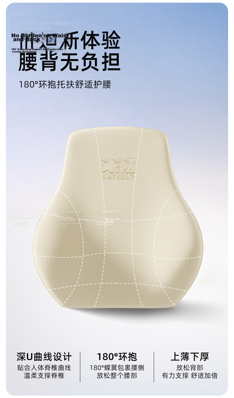 Rice Soup Car Headrest Neck Pillow Car Seat Office Lumbar Support 5A Antibacterial Driving Waist Protector for Long Sitting 9