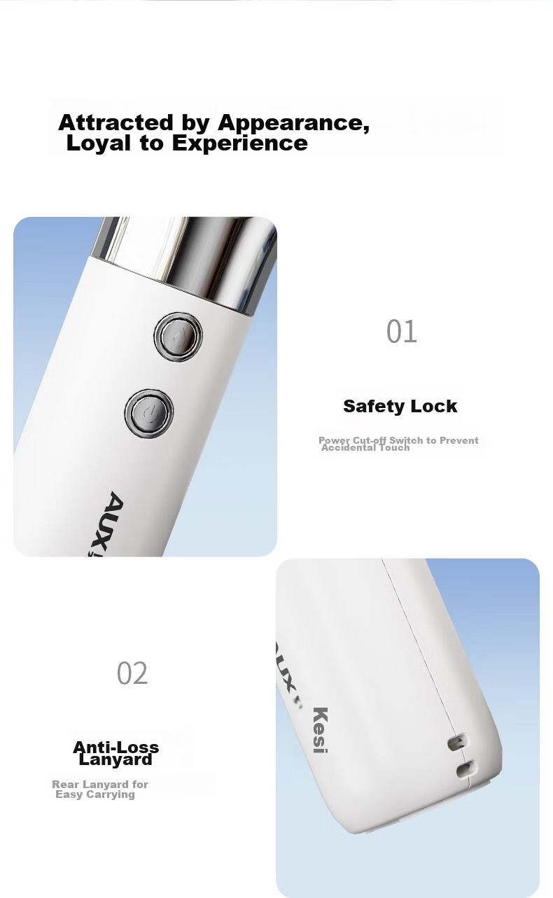 AUX Handheld Portable Mist Fan Long Battery Life Office Outdoor High Power USB Mini Rechargeable Fan 23
