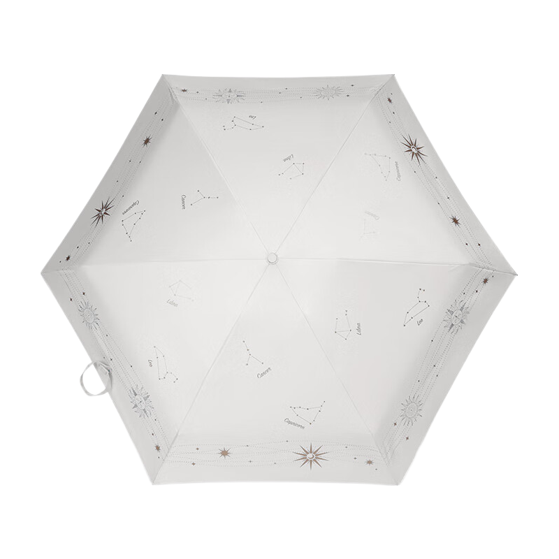 Tiantangshan UV Protection Umbrella, Five-Fold, Mini Compact Portable Sunshade, Dual-Use for Sunny And Rainy Days, Starry Sky White