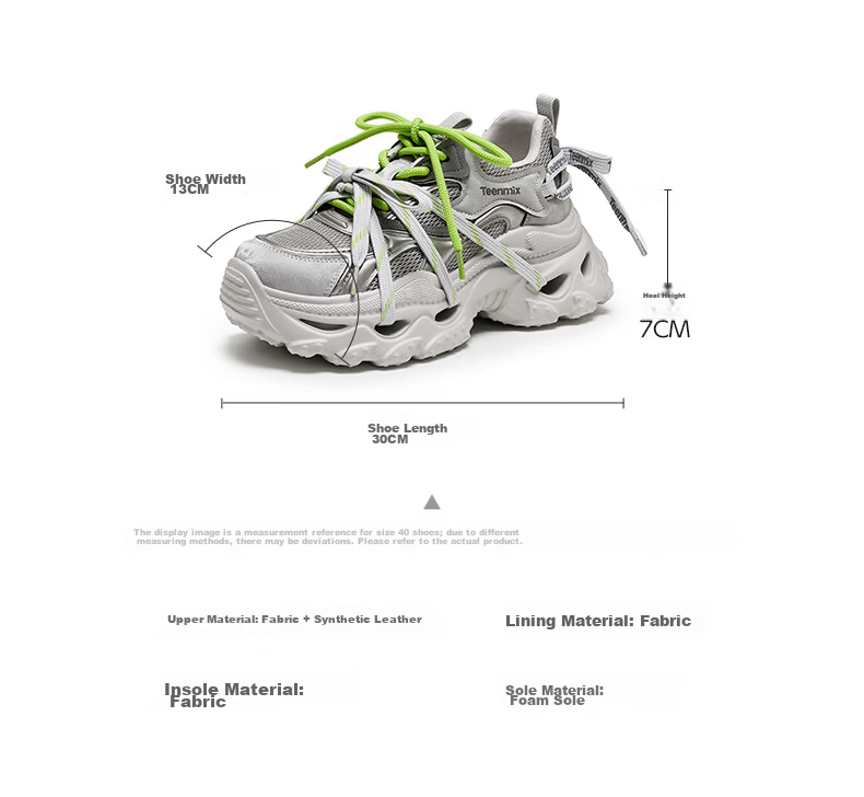 Tianmeiyi Qixi Festival Gift Women's Dad Sneakers Thick Sole Casual Shoes Snow Sorbet White/Lighter - 6CM Size 40 16