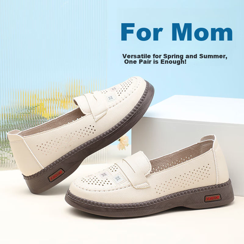 TAIHEYUAN Summer Women's New Casual Versatile Breathable Hollow Out Lightweight Comfortable Non-Slip Middle-Aged and Elderly Mom Shoes