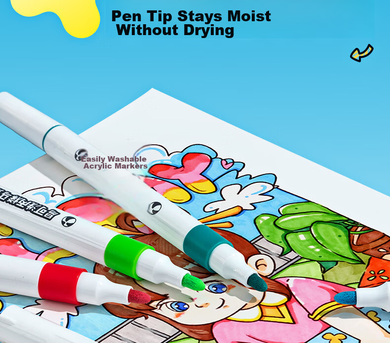 M&G 12-Color Washable Acrylic Markers for Kids Students Watercolor Pens Drawing Graffiti Birthday Graduation Gift APMT80L7 8
