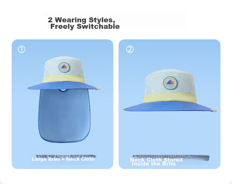 Lemon Baby Kids Sun Protection Hat UV Protection Baby Bucket Hat Boys Girls Sunshade Hat with Cape Mouse Tail Purple 54cm 14