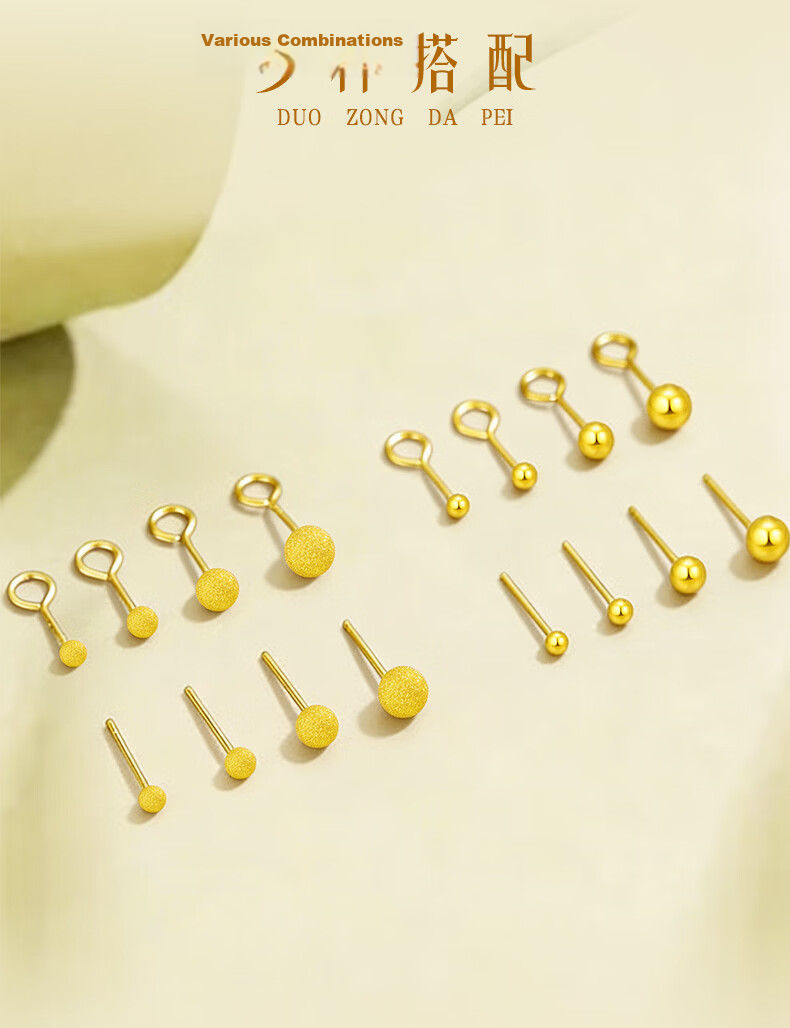 Jinliufu Auspicious 990 Pure Silver Round Bead Earrings for Women Simple Sterling Silver Hypoallergenic Studs Gift for Girlfriend on Qixi Festival 3