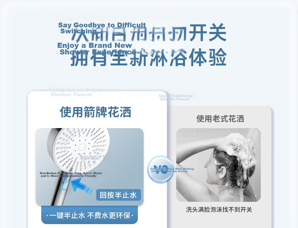 ARROW Multifunction Large Panel Handheld Shower Head High Pressure Single Head AE58140MCP 10
