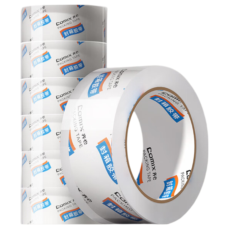 COMIX Transparent Tape/wide Tape/boxing Tape/windproof Tape, High Transparency, Packing Tape Transparent, 6 Rolls, Width 48mm*60y*50um, Length 54.9 Meters/roll, EP027