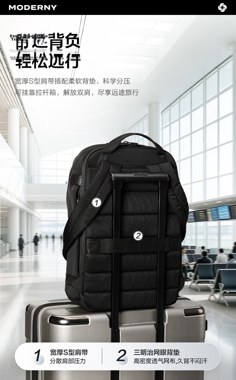 Samsonite KS6 15.6-inch Laptop Backpack Men's Business Travel Commuter Large Capacity Black 8