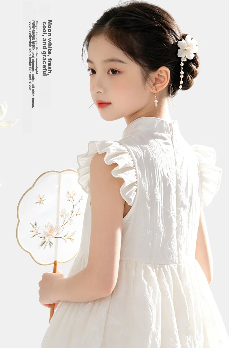 Disney Girls Dress Children's Summer Qipao Dress New Chinese Style Hanfu Green 130 8