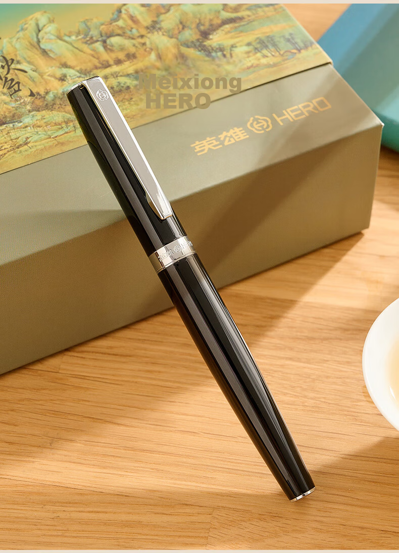 HERO Fountain Pen 382 Business Office Student Daily Writing Iridium Gold Signature Ink Pen, Fine Nib, Light Blue 8