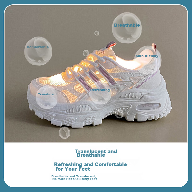 Cartelo Crocodile Women's Summer New Thin Mesh Breathable Soft Elastic Thick Sole Lightweight Dad Sneakers 1804 Purple Size 40 5