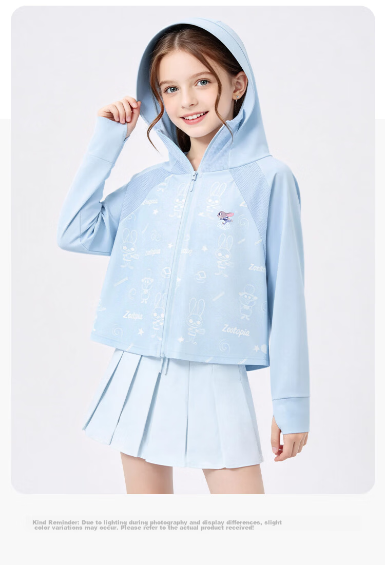 Disney Zootopia Ice Silk UPF50+ Sun Protection Jacket Summer Girls 2026 New Cool Sunproof Coat Purple 150 20
