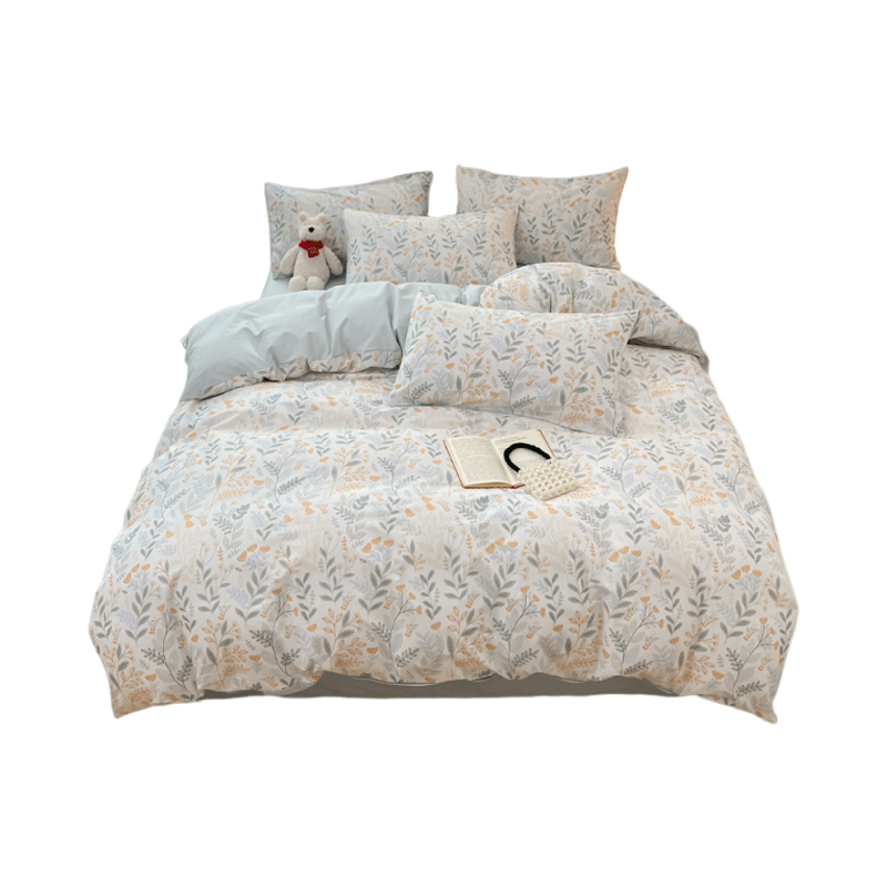 MUJI 100% Cotton 4-Piece Bedding Set for 1.5/1.8m Bed, Pure Cotton Bed Sheet and Duvet Cover 200x230cm