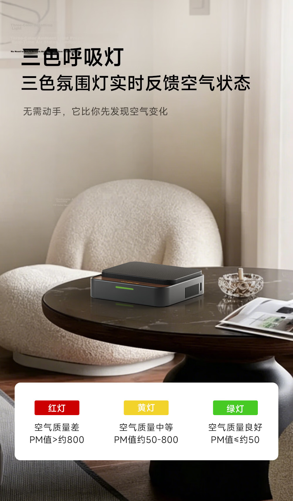 Dreame Desktop Air Purifier SP3 Wireless Formaldehyde Removal Plasma Cleaner Portable Rechargeable PM2.5 Odor Smoke Eliminator for Gaming Room 4