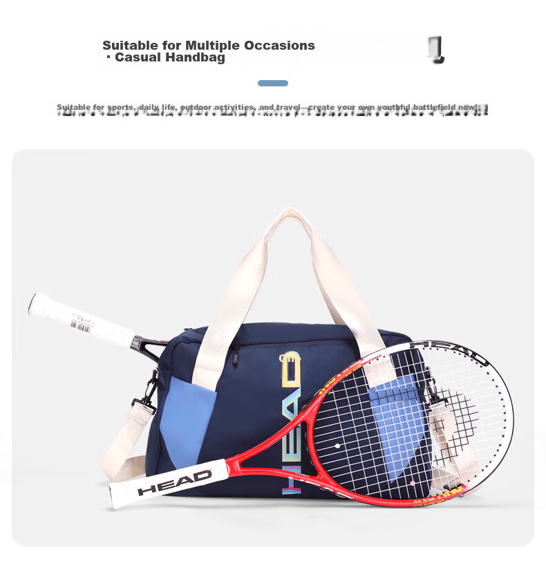 HEAD Badminton Bag Wet and Dry Separation Travel Bag Men's Handheld Sports Bag Fitness Bag Luggage Bag Women's Swimming Bag 10