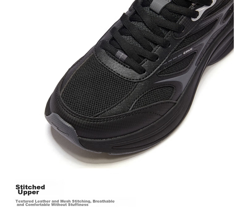 ERKE Men's Sports Shoes Leather Mesh Breathable New Casual Thick Sole Dad Shoes Fengxiwu 3.0 41