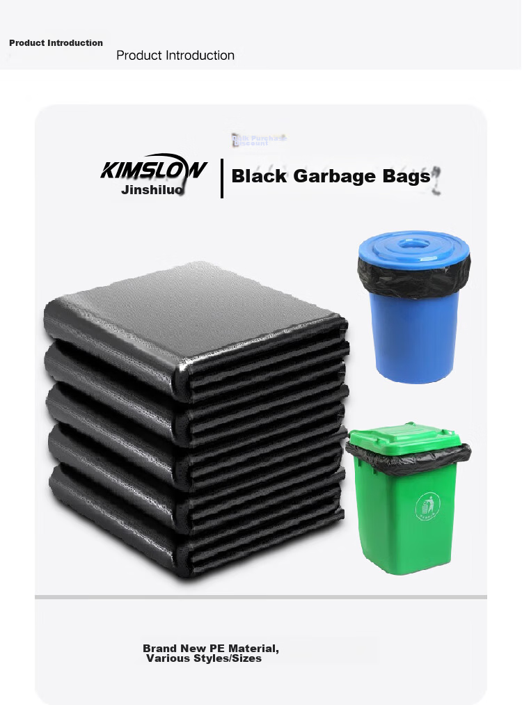 Kimslow KSL130 Thickened 4-Layer Garbage Bags Black Flat Mouth 80x100cm (50 pcs) Commercial Industrial Plastic Bags 2