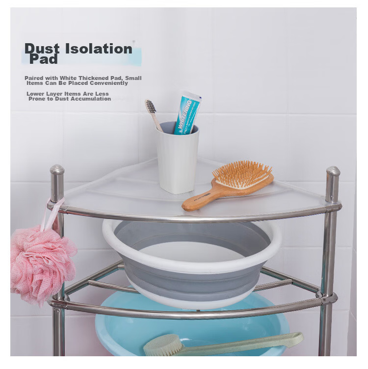 Ouranzhe Stainless Steel 4-Tier Bathroom Basin Rack Floor Storage Shelf Corner Storage Organizer 14