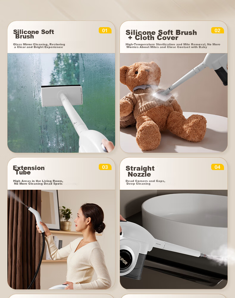 Supor Steam Cleaner [6-Speed Intelligent Mode] Multifunctional High-Pressure Washer Vacuum and Wash Integrated Air Conditioner Kitchen Range Hood Whole House Cleaning EMC-S200 17