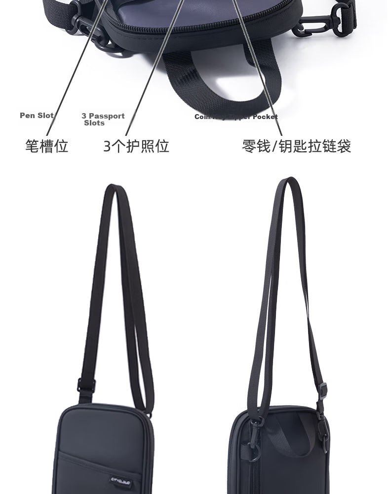 Bona Cloud Crossbody Travel Passport Bag Anti-Theft RFID Boarding Pass Document Organizer Neck Hanging Card Holder Large Capacity Phone Bag 9