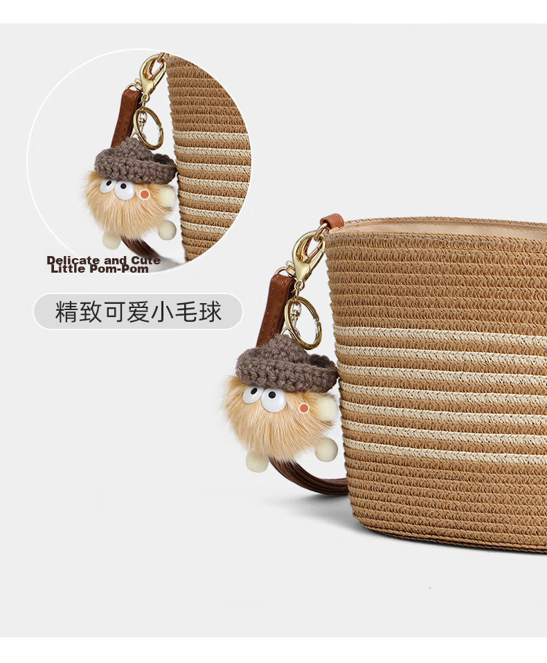 Love Sea Woven Crossbody Bag for Women Straw Bucket Beach Bag Birthday Gift for Girlfriend Wife Premium Feel 5