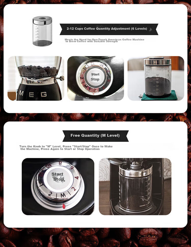 SMEG CGF11 Coffee Grinder 30-Level Adjustable Large Capacity Food-Grade Bean Hopper Gift for Men and Women Official JD Flagship Store Authentic 10