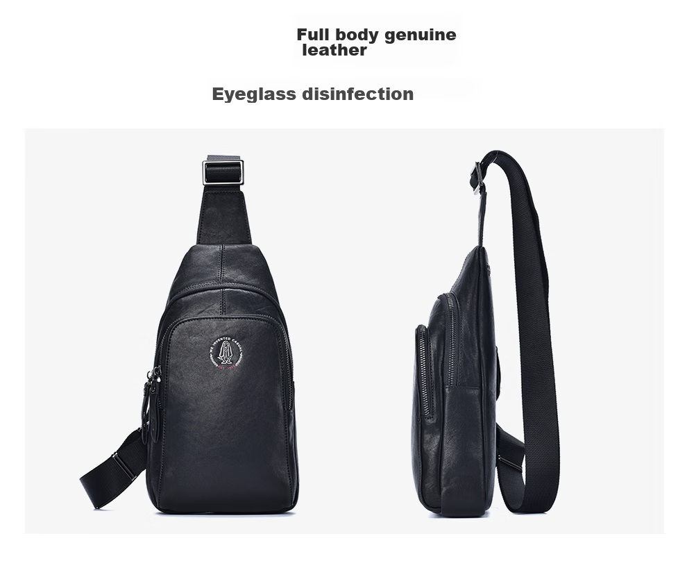 Hush Puppies Chest Bag, Men's Crossbody Bag, Waist Pack, Retro Casual Large Capacity Men's Bag, Vegetable Tanned Leather Sports Shoulder Bag, Gift 6