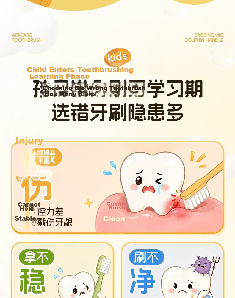 ApaCare Children's Toothbrush 3-6 Years Ultra Soft Bristles Fluoride Antibacterial Anti-Cavity Baby Toothbrush Training Toothbrush 2-Pack 4