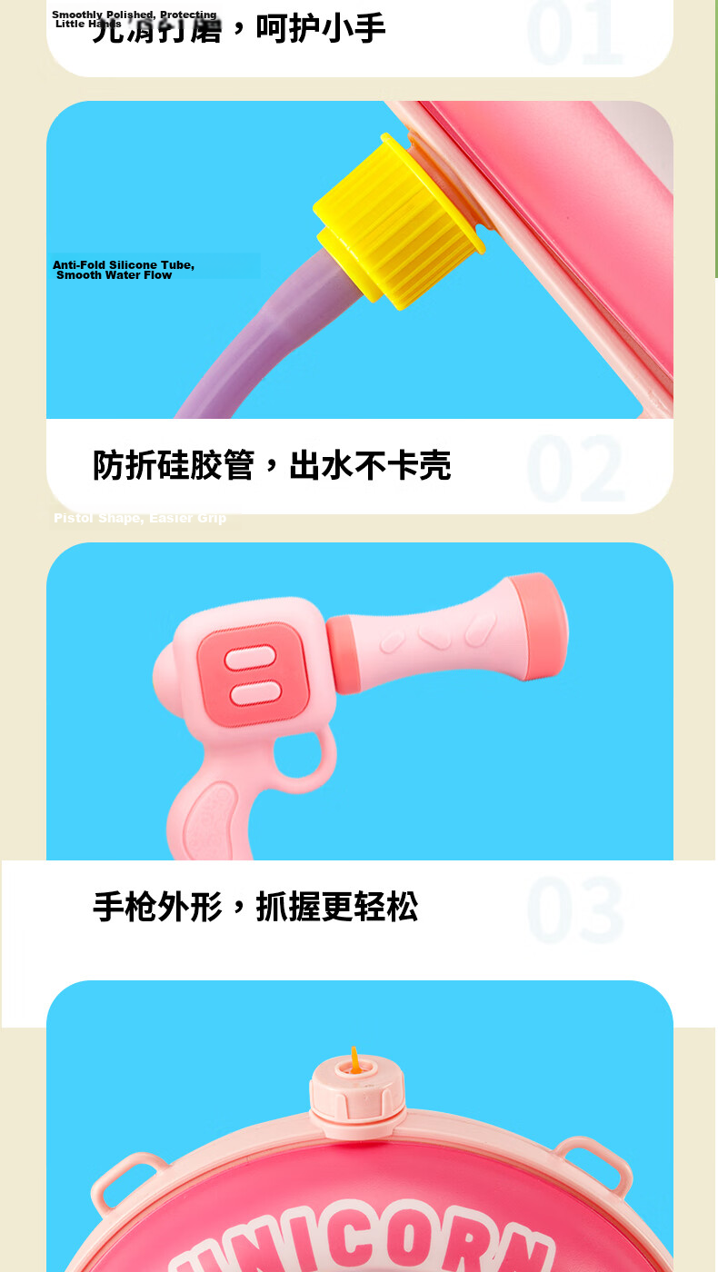 Aichiyu Kids and Adults Backpack Pull-Out Air Pump Water Gun Unicorn Spray Floating Water Toy for Boys and Girls 12