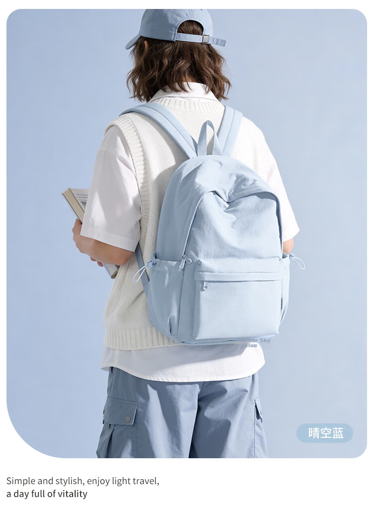 COW Women's Backpack Casual Lightweight Travel Bag High-Quality Laptop Bag Sky Blue for Middle School, High School, and College Students 14