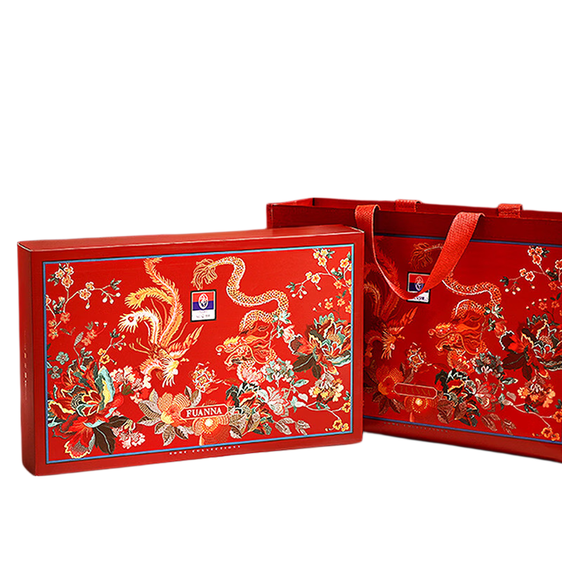 Fuanna Chinese Style Romantic Jacquard Four-Piece Set Luxury National Style Jacquard Wedding Bedding 1.8m Bed