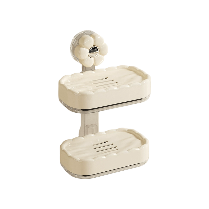 Bydoll Suction Cup Soap Dish, Wall-Mounted Double-Layer Draining, No Drilling Required, Household Bathroom Balcony Soap Holder Storage Rack