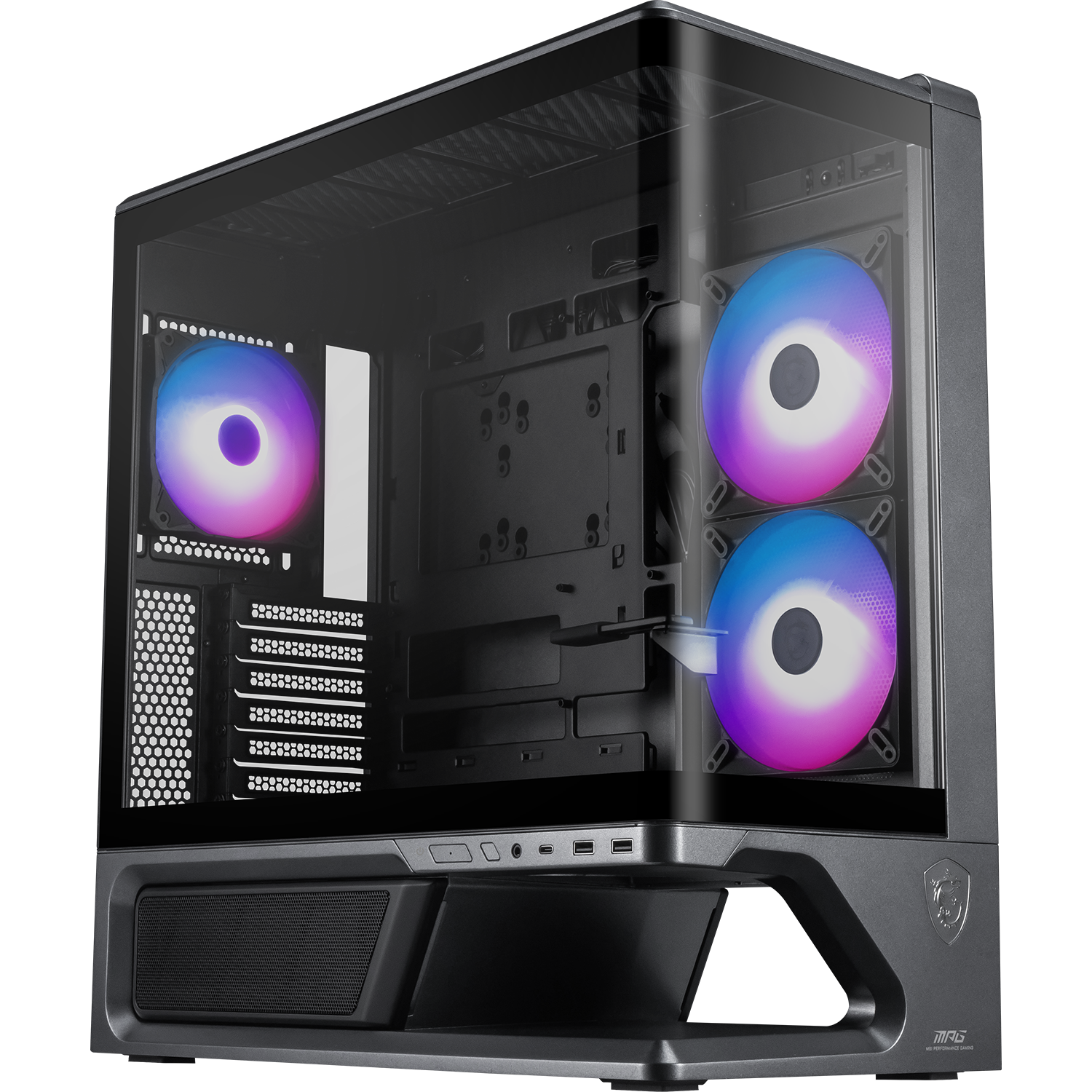 MSI VISTA MPG VIXTA 300R PZ Desktop PC Case (Integrated Curved Tempered Glass / Trapezoidal Base Design / Pre-installed 3 Fans)