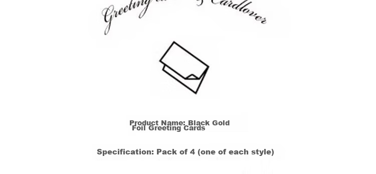 E-Muguo Greeting Cards Set of 4 with Envelopes, Letter Paper, Gift Birthday Cards, Confession Gifts, Ins Style Business Blessing Cards, Wish Cards, Thanksgiving Cards, Black with Gold Foil 5