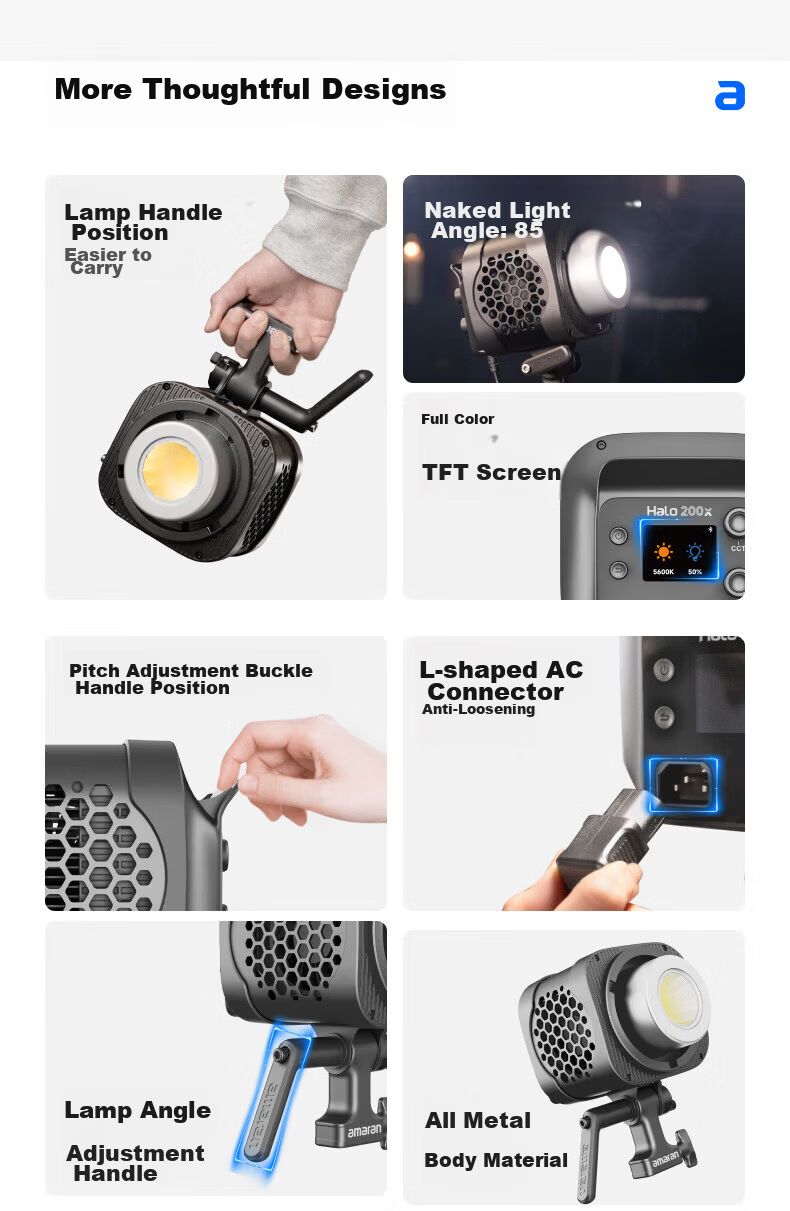 Aputure Amaran Halo 200x Bi-Color Live Streaming Fill Light 200W Video Photography Studio Portrait Lighting Continuous Fill Light for Streaming Room 21