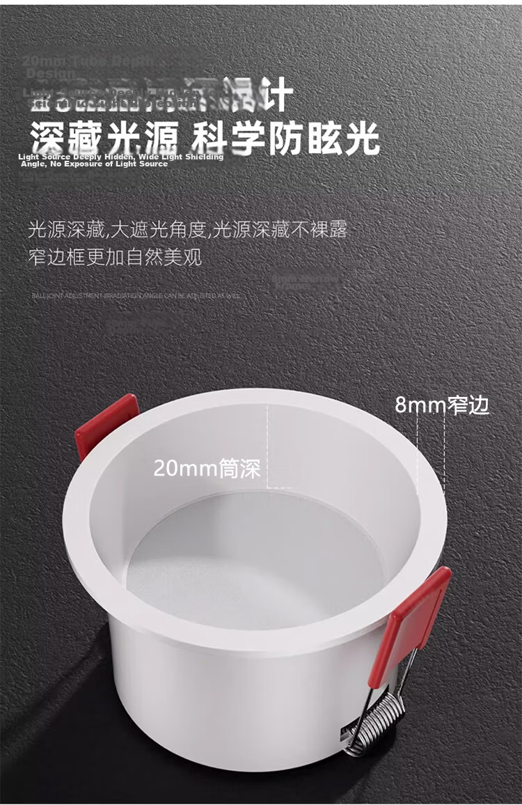 AOC Narrow Bezel Deep Cup Anti-Glare LED Recessed Downlight 75mm Cutout 7W 4000K for Home Living Room Corridor Passageway 10