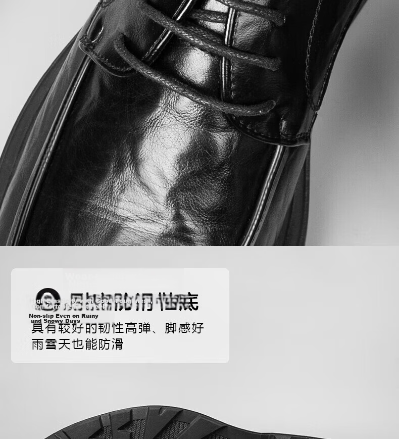 Jingzhenlianggong Business Casual Derby Leather Shoes Men Cowhide Business Lace-up Black 39 8