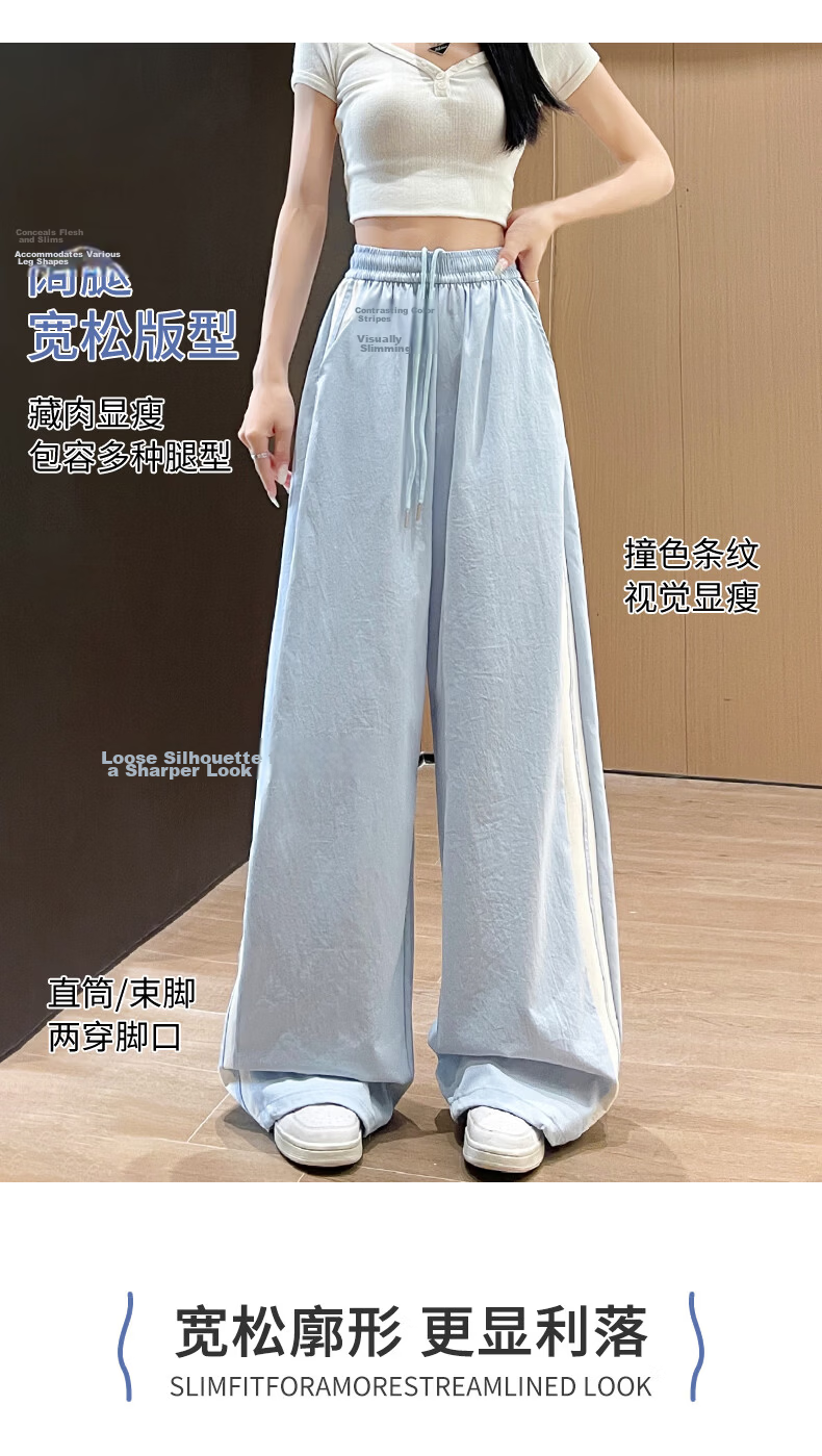 Borui Two-Strap Summer Thin Quick-Dry Sports Pants for Women 2026 New Casual Jogger Cargo Pants Navy Blue 7