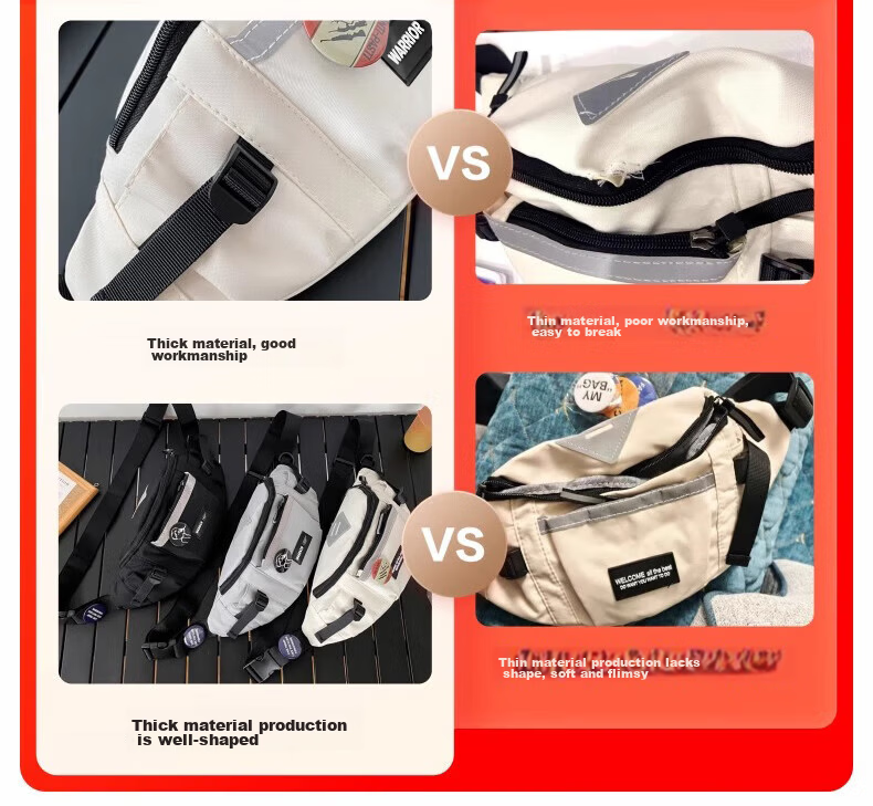 Warrior Men's Crossbody Bag Trendy Hong Kong Style Chest Bag Large Capacity Student Casual Shoulder Bag Cycling Sports Waist Chest Bag 2