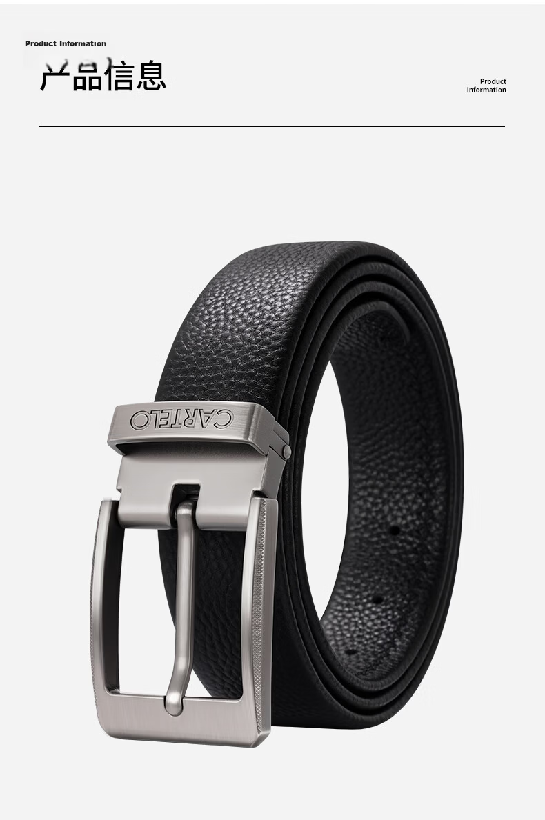 CARTELO Men's First Layer Cowhide Leather Pin Buckle Belt Business Casual Pants Belt 2026 New Model Gift for Boyfriend Husband Dad 13