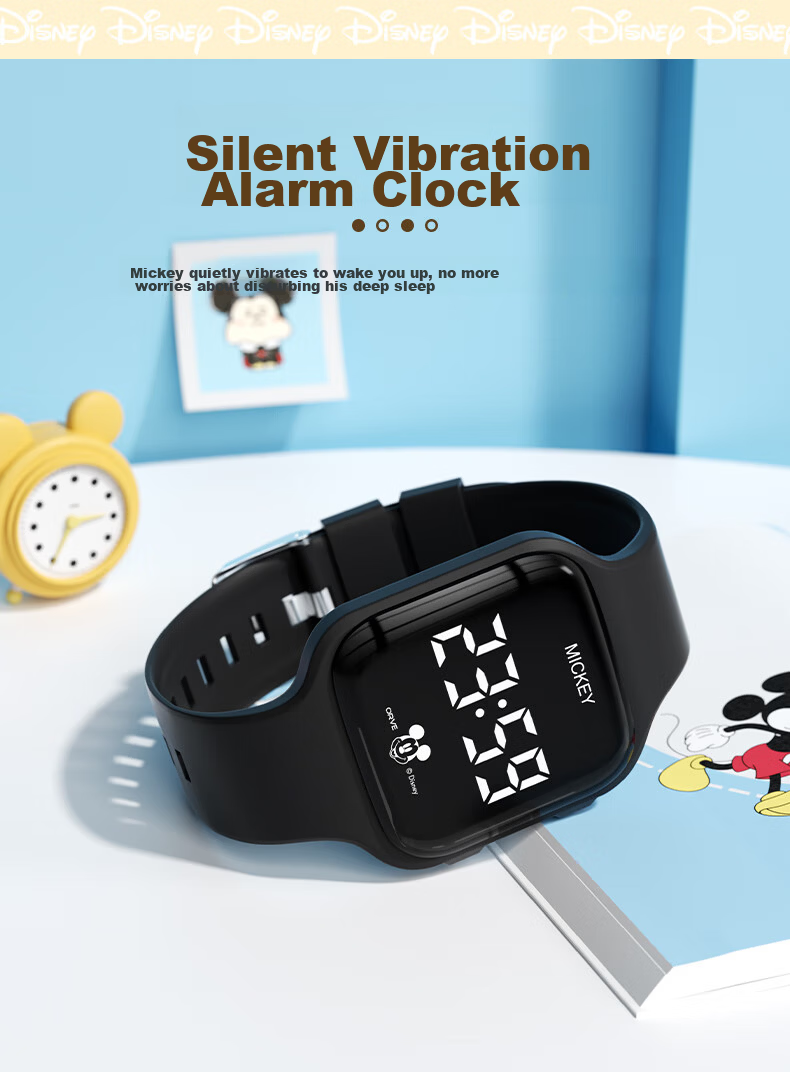 Disney Mickey Kids Sports Watch Student Luminous Waterproof Silent Vibration Alarm Clock Electronic Watch for Boys and Girls Middle and High School 6