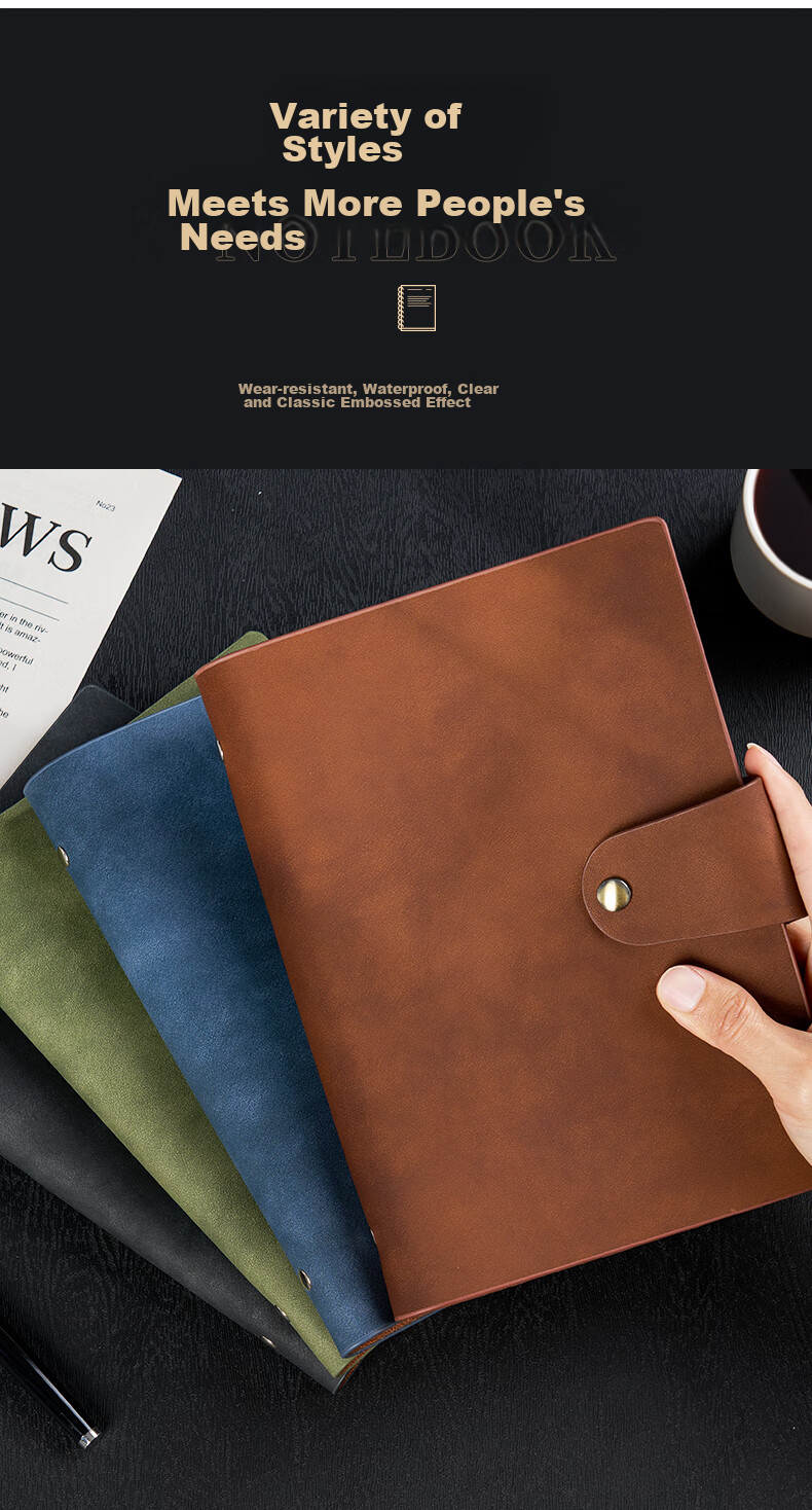 Weimei A5 Detachable Faux Leather Loose-Leaf Binder 25K Vintage Notebook Student Thickened 100 Pages Diary Journal Creative Souvenir Business Exquisite Gift Box Custom Logo Available 6
