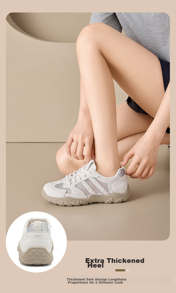 La Chapelle Women's Mesh Sneakers Casual Versatile Soft Sole White Shoes Silver Color Size 36 9