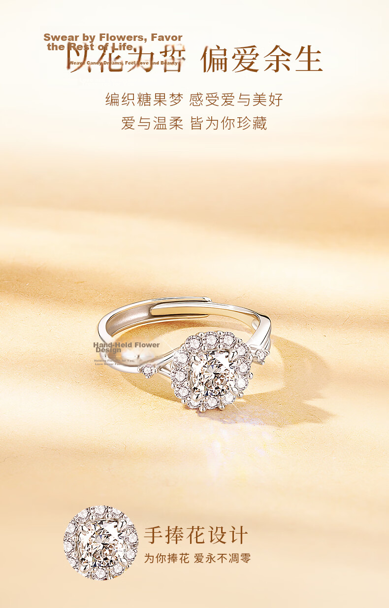 GLTEN Sugar Cube Engagement Ring Diamond Silver Ring for Women 2026 New Qixi Festival Valentine's Day Gift for Girlfriend Wife 4