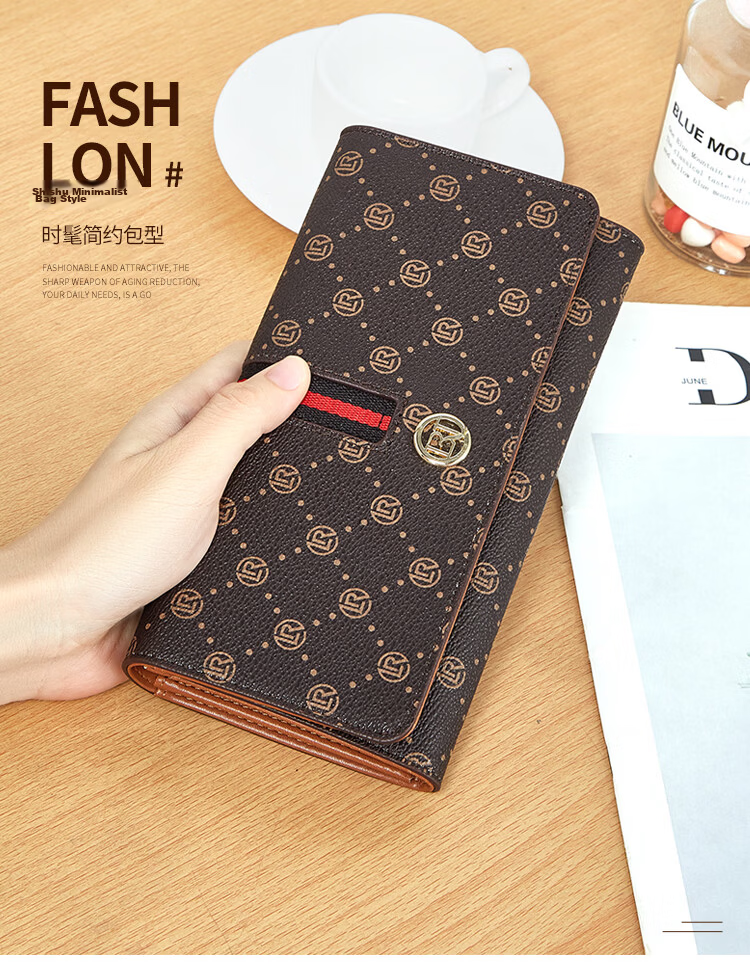 Old Man Head Women's Large Capacity Long Card Holder Tri-Fold Wallet Money Clip Clutch Coin Purse Light Luxury Girlfriend Birthday Gift 3