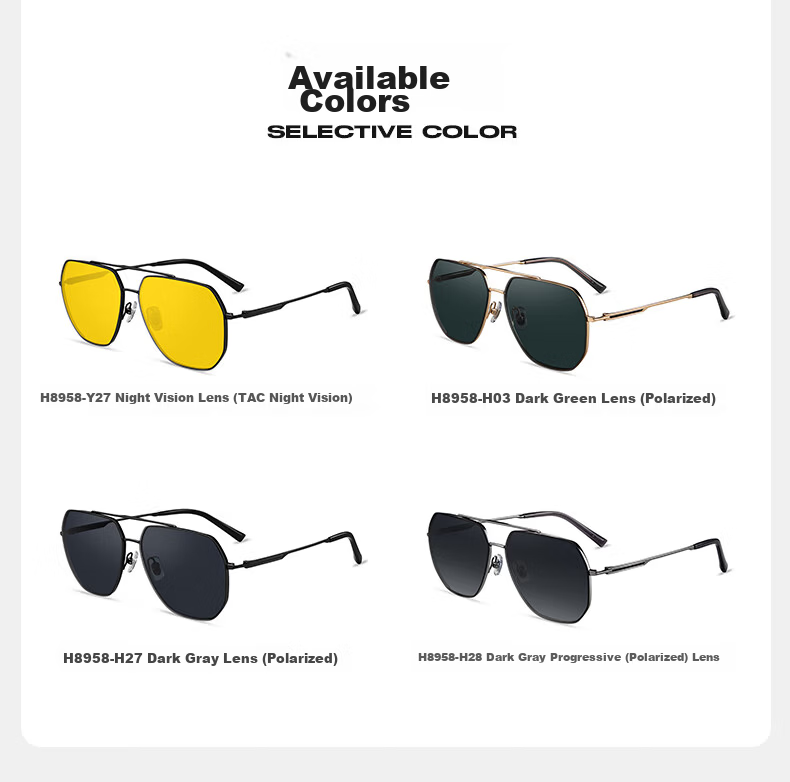 Helen Keller Day and Night Photochromic Glasses Unisex HD Driving Aviator Sunglasses H8958Y27 9