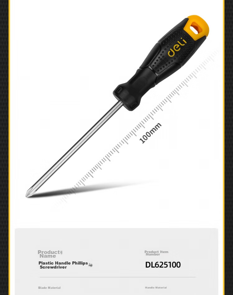 Deli Tool Plastic Handle Phillips Screwdriver PH1x100mm DL625100 (New and Old Versions Shipped Randomly) 13