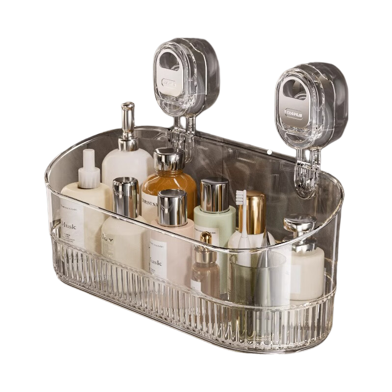 Jiebishi Bathroom Storage Rack, Suction Cup Shelf for Bathroom And Kitchen, No Drilling Required, Washstand Organizer Box
